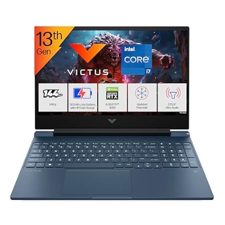 HP Victus, 13th Gen Intel Core i7-13620H, 6 GB RTX 3050 Gaming Laptop, (16GB DDR4, 512GB SSD) 144Hz,300 nits, IPS, 15.6inch(39.6cm) Flicker-free, Win 11, M365* Office24, Blue,2.29kg, backlit, fa2077TX